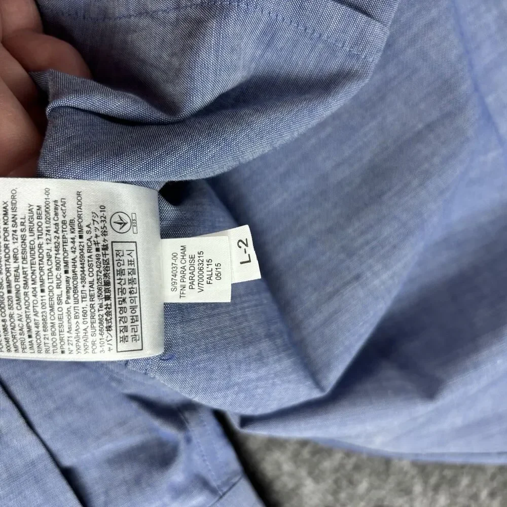 Banana Republic Non Iron Tailored Slim Fit Dress Shirt Blue L 16-16.5 34/35